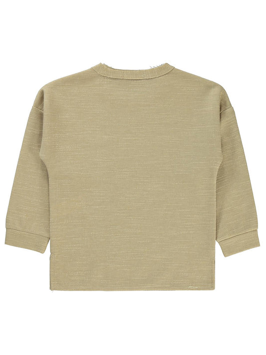 Civil Erkek Çocuk Düz Cepli Sweatshirt | Jakar/Petek Uzun Kol | Okul Kreş ve Günlük Kullanım - Ekru