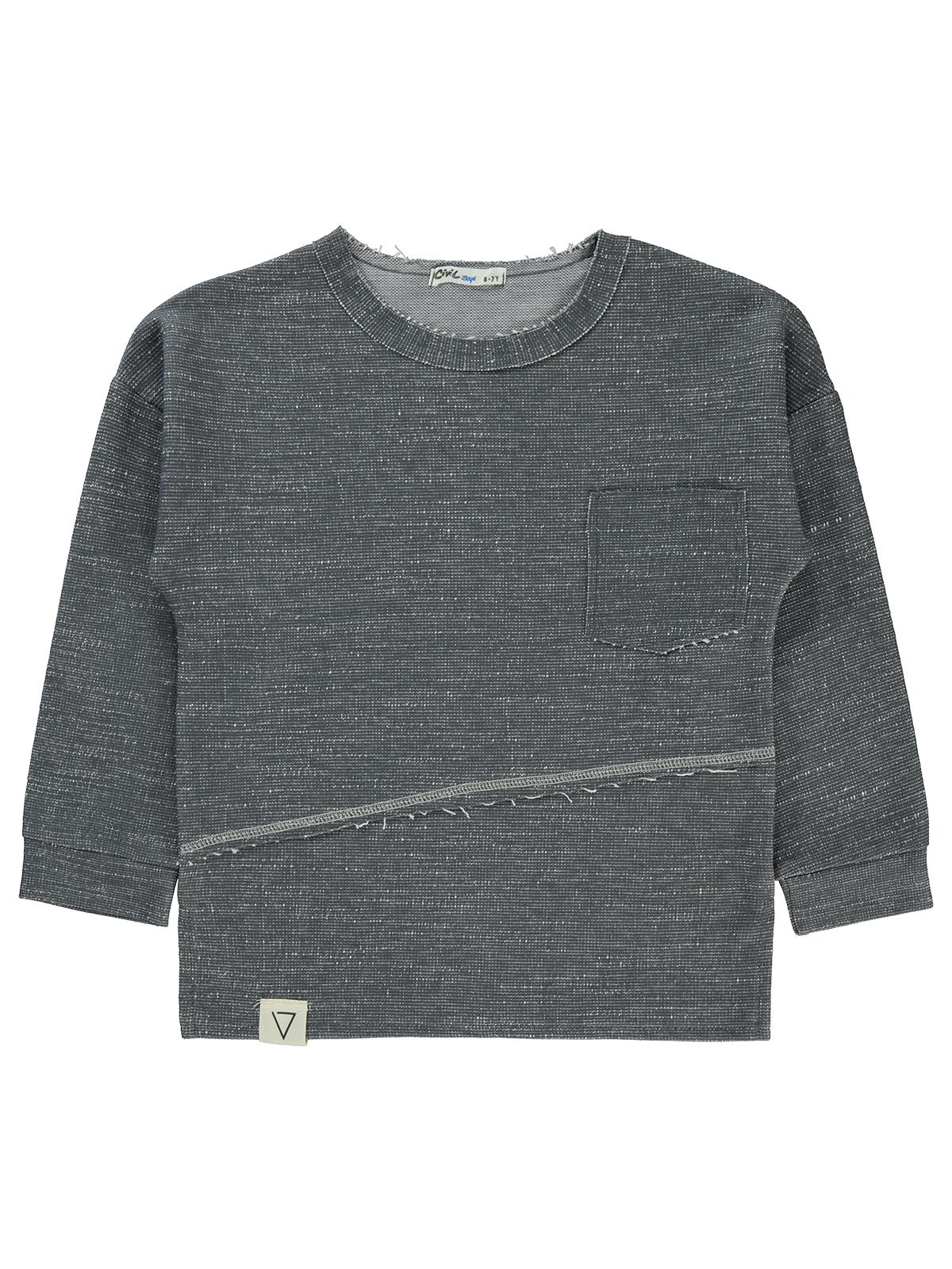 Civil Boys Düz Cepli 6-9 Yaş Sweatshirt - Gri