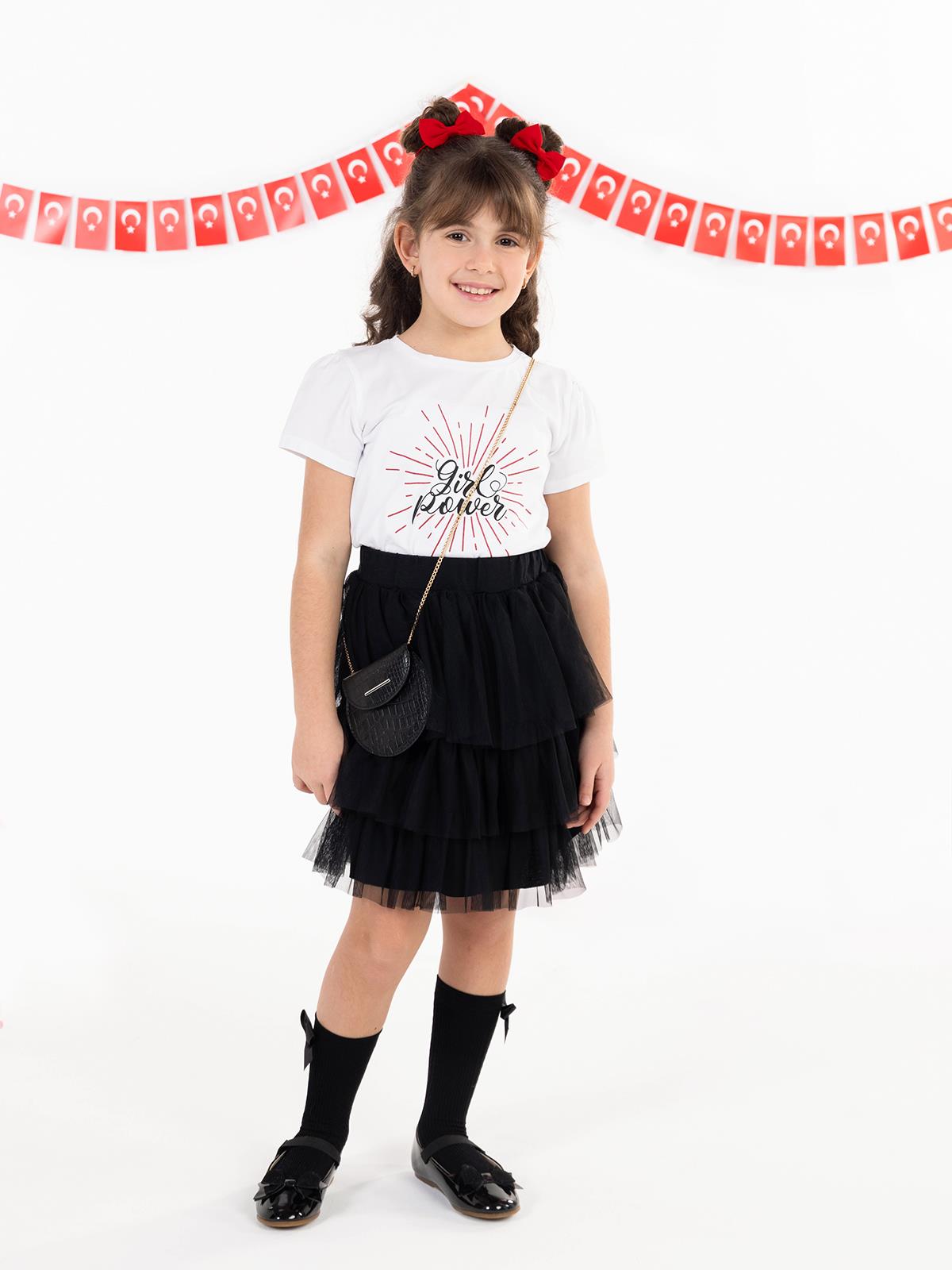 Civil Girls Girl Power 4-9 Yaş Tişört - Beyaz