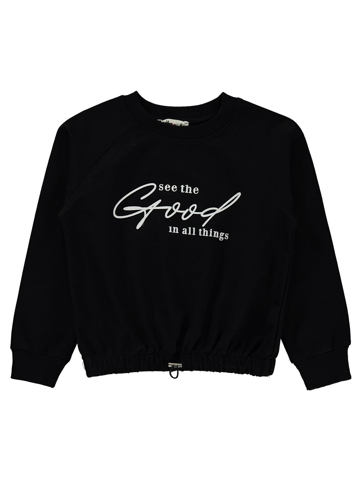 Civil Girls Good Baskılı 10-13 Yaş Sweatshirt - Siyah