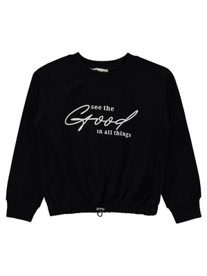 Civil Girls Good Baskılı 10-13 Yaş Sweatshirt - Siyah