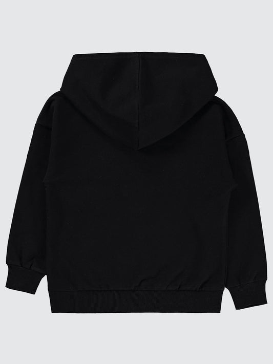 Civil Erkek Çocuk Neber Baskılı Sweatshirt | 2 İp Uzun Kol Kapşonlu | Okul Kreş ve Günlük Kullanım - Siyah