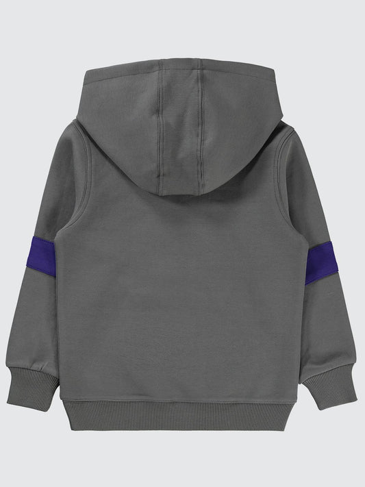 Pierre Cardin Baskılı Sweatshirt | İnterlok Uzun Kol Kapşonlu Baskılı | Okul Kreş ve Günlük Kullanım - Gri