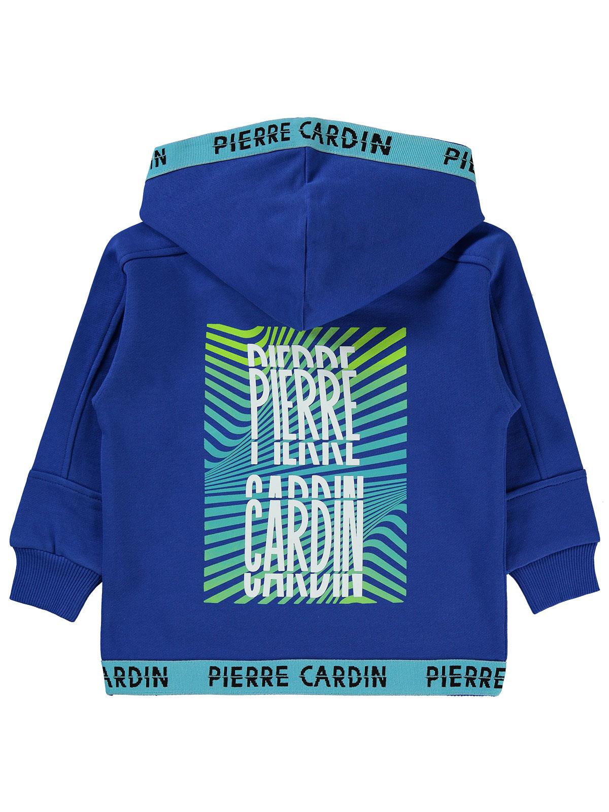 Pierre Cardin Baskılı Sweatshirt | 3 İp Uzun Kol Kapşonlu Baskılı | Okul Kreş ve Günlük Kullanım - Mavi