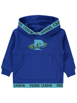 Pierre Cardin Baskılı Sweatshirt | 3 İp Uzun Kol Kapşonlu Baskılı | Okul Kreş ve Günlük Kullanım - Mavi