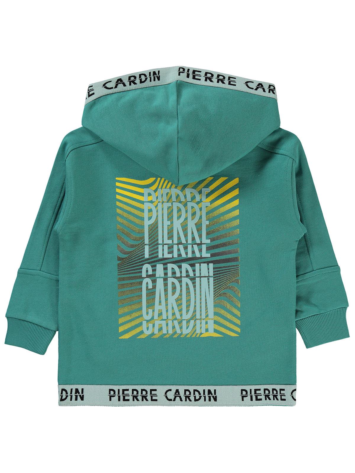 Pierre Cardin Baskılı Sweatshirt | 3 İp Uzun Kol Kapşonlu Baskılı | Okul Kreş ve Günlük Kullanım - Yeşil