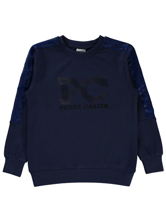 Pierre Cardin PC Baskılı Sweatshirt | Modal Uzun Kol Bisiklet Yaka | Okul Kreş ve Günlük Kullanım - Lacivert