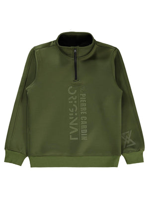 Pierre Cardin Original Baskılı Sweatshirt | Dalgıç Uzun Kol | Okul Kreş ve Günlük Kullanım - Haki