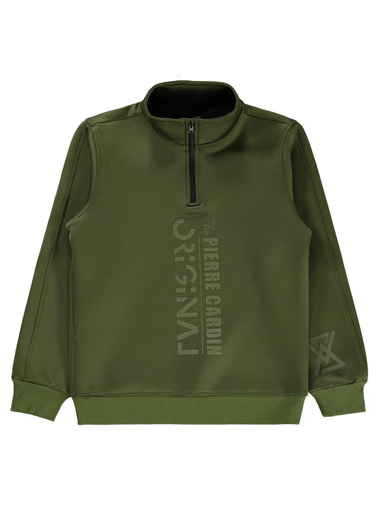 Pierre Cardin Original Baskılı Sweatshirt | Dalgıç Uzun Kol | Okul Kreş ve Günlük Kullanım - Haki