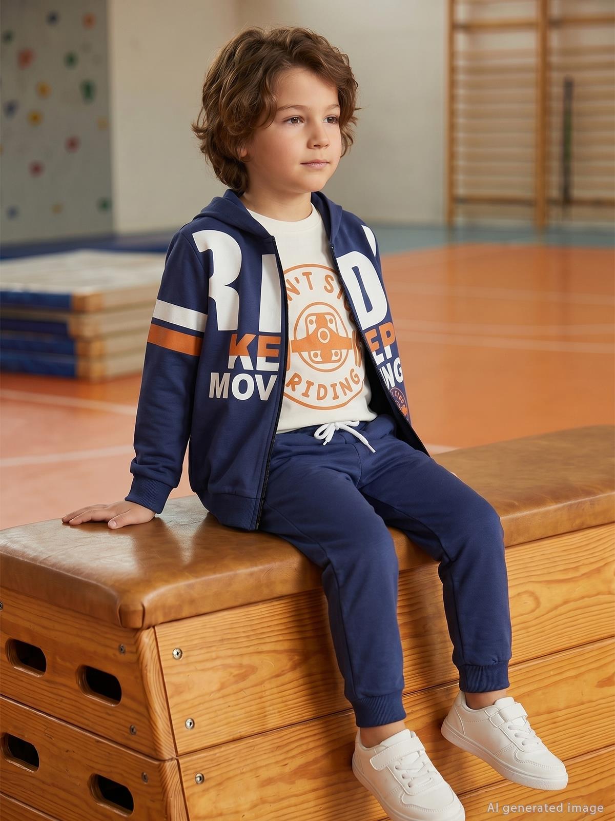 Civil Boys 3' lü 2-5 Yaş Eşofman Takımı - Mavi