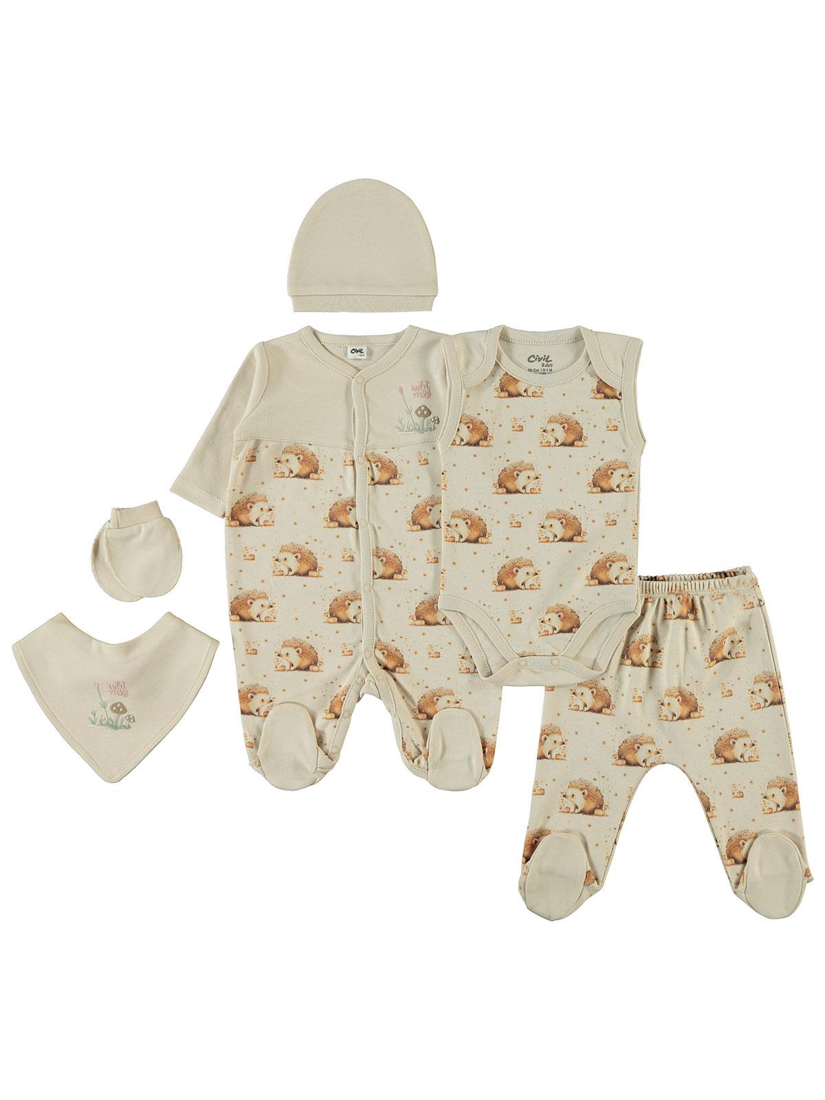 Civil Baby Kız Bebek 6'lı Zıbın Setleri 0-1 Ay - Bej