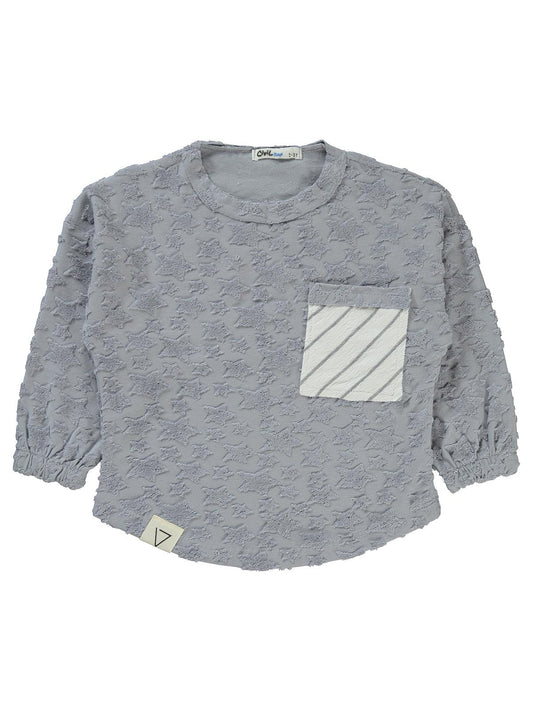 Civil Boys Yıldız Baskılı Çizgili Cepli 2-5 Yaş Sweatshirt - Mavi