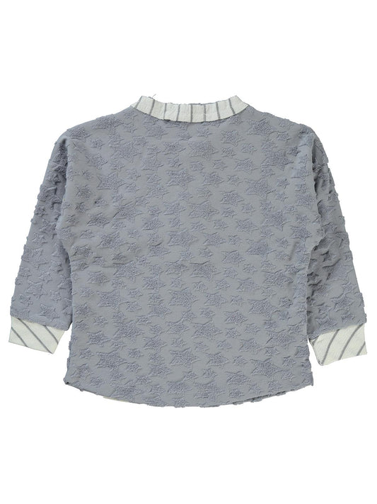 Civil Erkek Çocuk Yıldız Baskılı Düğmeli Sweatshirt | Okul Kreş ve Günlük Kullanım - Mavi