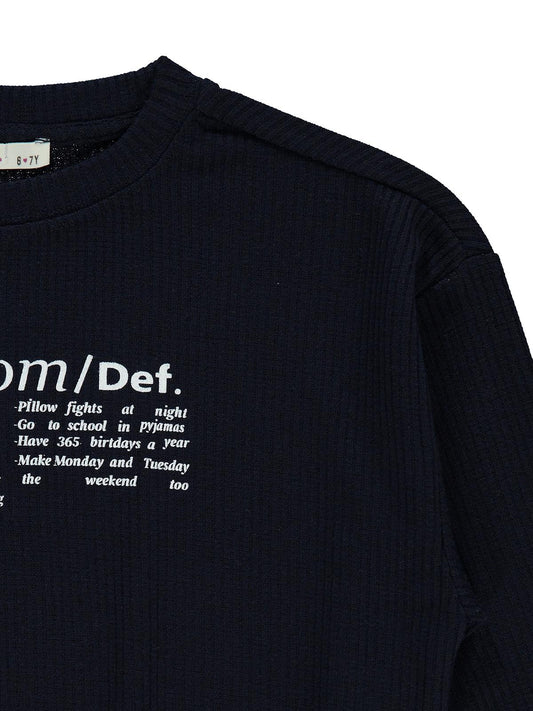 Civil Kız Çocuk Freedom Blou Baskılı Sweatshirt | Likralı Süprem | Okul Kreş ve Günlük Kullanım - Lacivert