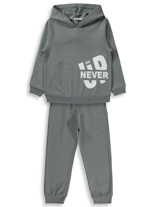 Civil Erkek Çocuk Basic 2'li Eşofman Takımı | 2 İp - 2 İp Uzun Kol | Okul Kreş ve Günlük Kullanım - Gri