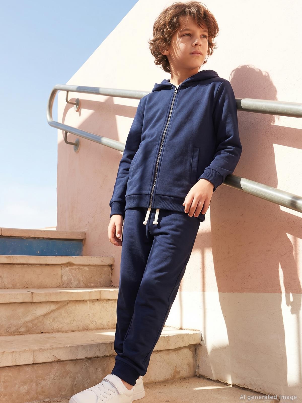 Civil Erkek Çocuk Unisex Basic Eşofman Takımı | 2 İp - 2 İp Uzun Kol | Okul Kreş ve Günlük Kullanım - Lacivert