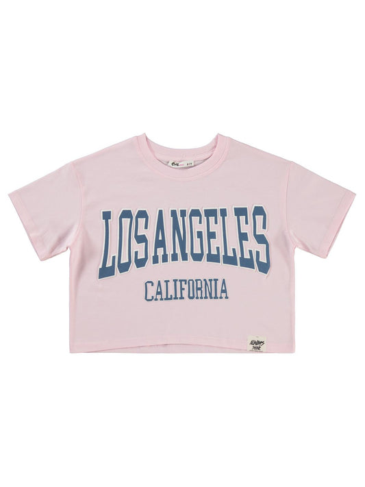 Civil Girls Los Angeles Baskılı 6-9 Yaş Tişört - Pembe