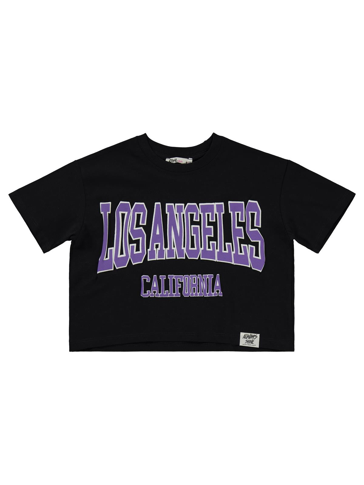 Civil Girls Los Angeles Baskılı 6-9 Yaş Tişört - Siyah