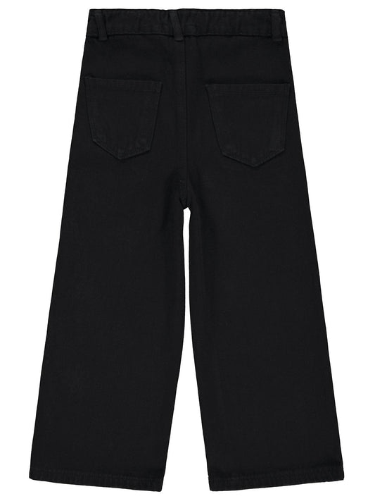 Civil Girls Çiçek Nakışlı 6-9 Yaş Pantolon - Siyah