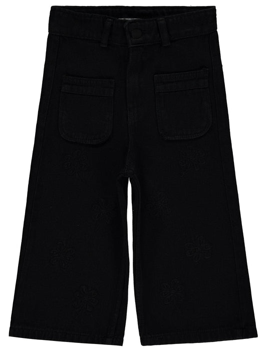 Civil Girls Çiçek Nakışlı 2-5 Yaş Pantolon - Siyah