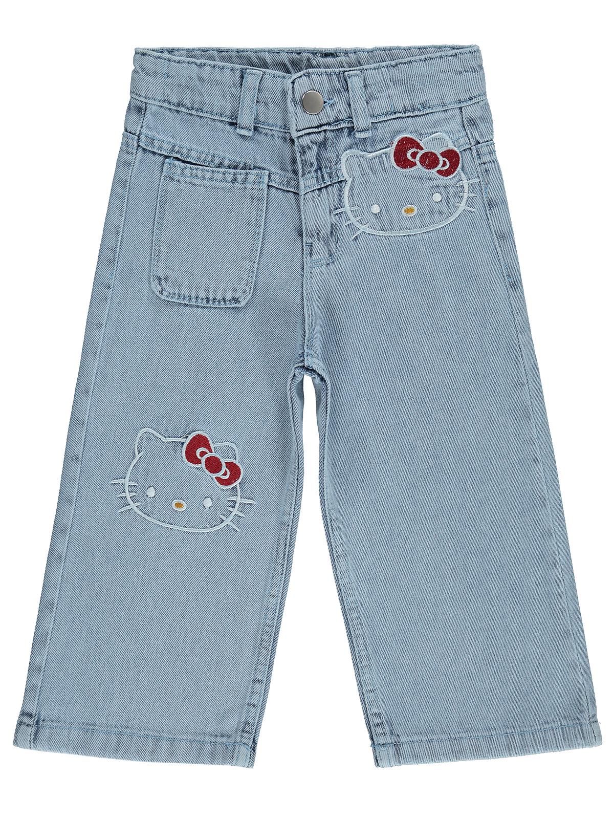 Hello Kitty Pantolon | Kot Nakışlı | Okul Kreş ve Günlük Kullanım - Mavi