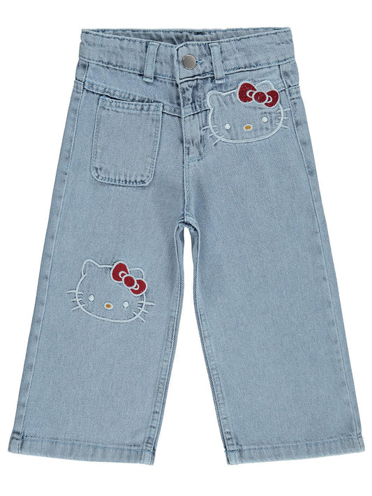 Hello Kitty Pantolon | Kot Nakışlı | Okul Kreş ve Günlük Kullanım - Mavi