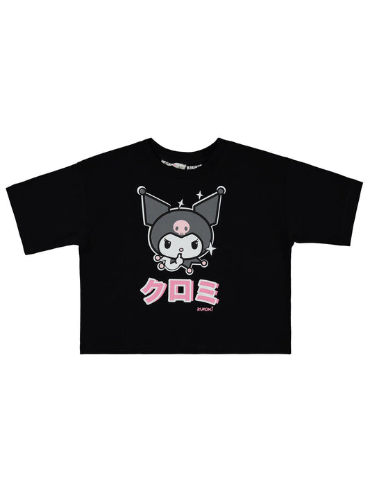 Kuromi 10-13 Yaş Tişört - Siyah
