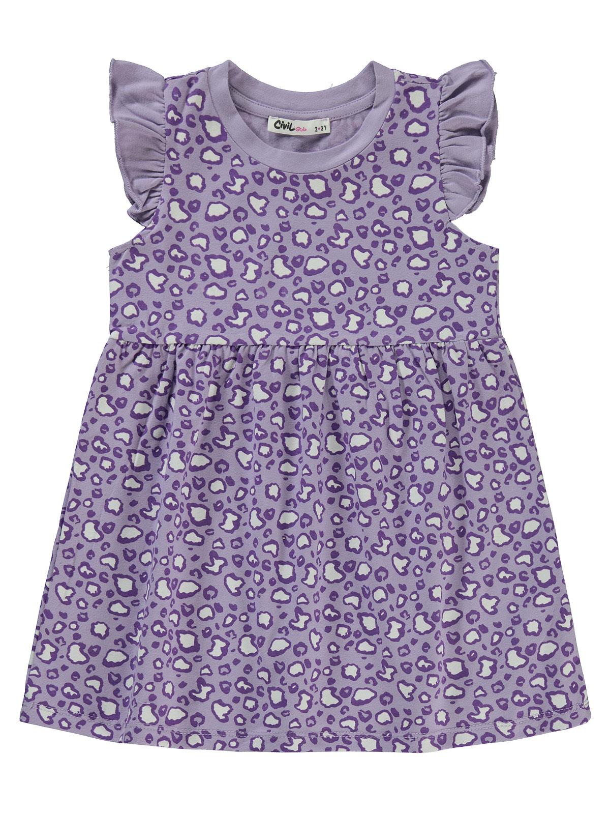 Civil Girls Leoparlı 2-5 Yaş Elbise - Lila