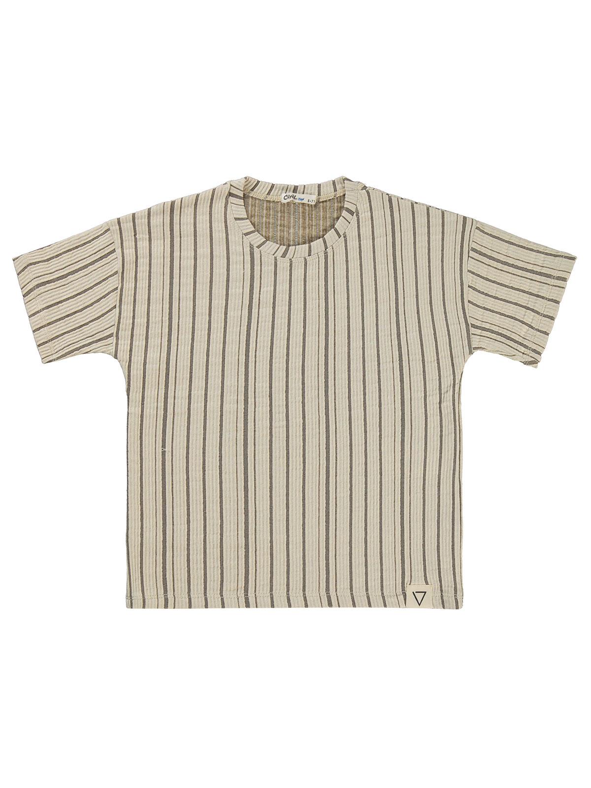 Civil Boys Kendinden Desenli 6-9 Yaş Tişört - Kahve