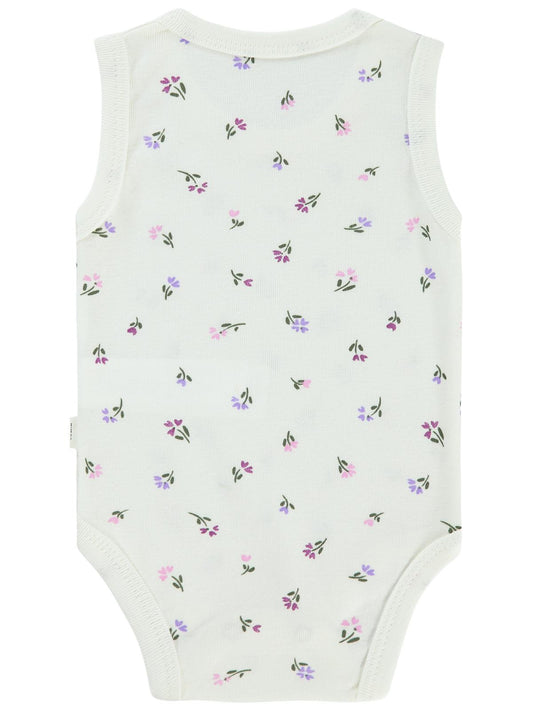 Civil Baby Çiçek Baskılı 1-36 Ay Çıtçıtlı Badi - Ekru