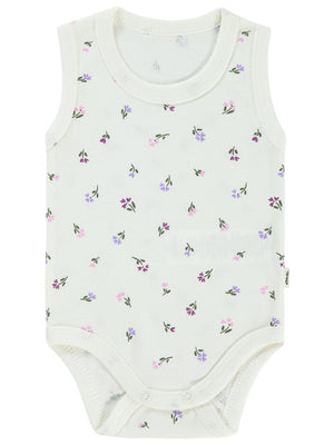 Civil Baby Çiçek Baskılı 1-36 Ay Çıtçıtlı Badi - Ekru