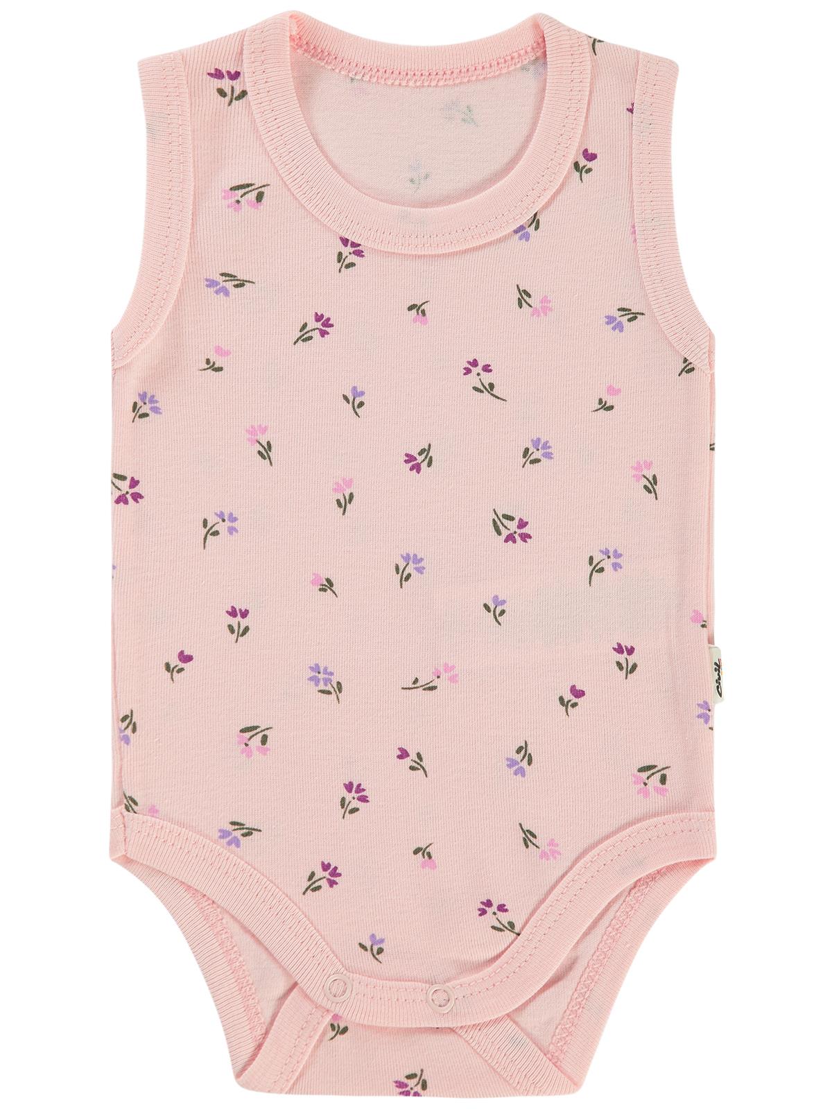 Civil Baby Çiçek Baskılı 1-36 Ay Çıtçıtlı Badi - Ekru