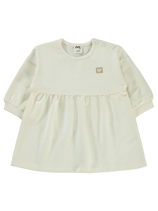 Civil Baby Civil Basic Kalp Etiketli 6-18 Ay Elbise - Ekru