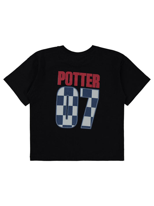 Harry Potter 07 Baskılı 6-9 Yaş Tişört - Siyah