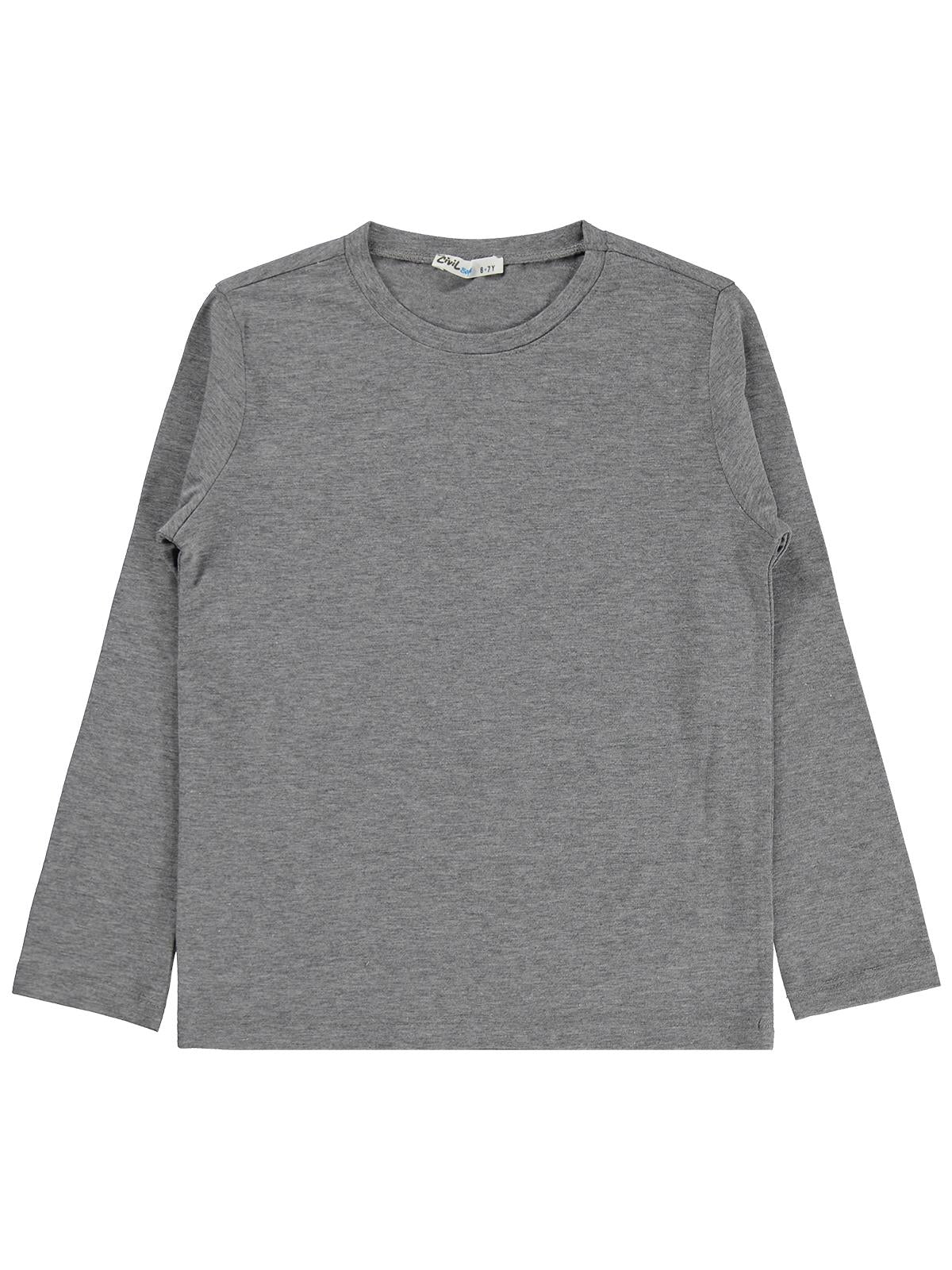 Civil Erkek Çocuk Basic Sweatshirt | Likralı Süprem Uzun Kol | Okul Kreş ve Günlük Kullanım - Gri