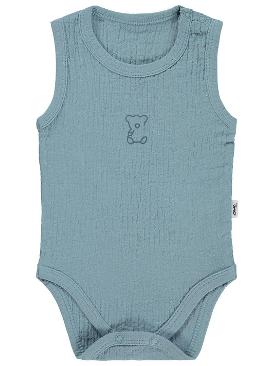 Civil Baby Ayıcık Baskılı 1-18 Ay Çıtçıtlı Badi - Mavi