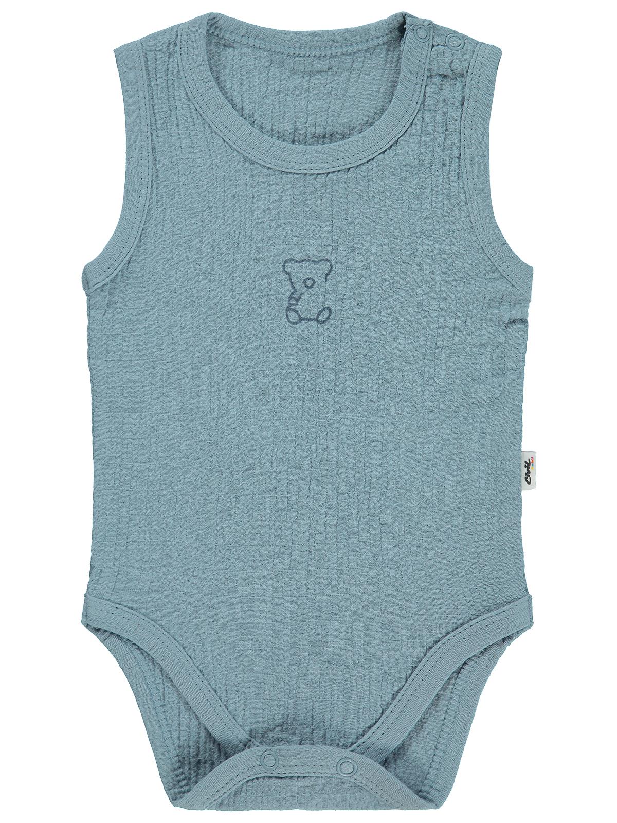 Civil Baby Ayıcık Baskılı 1-18 Ay Çıtçıtlı Badi - Mavi