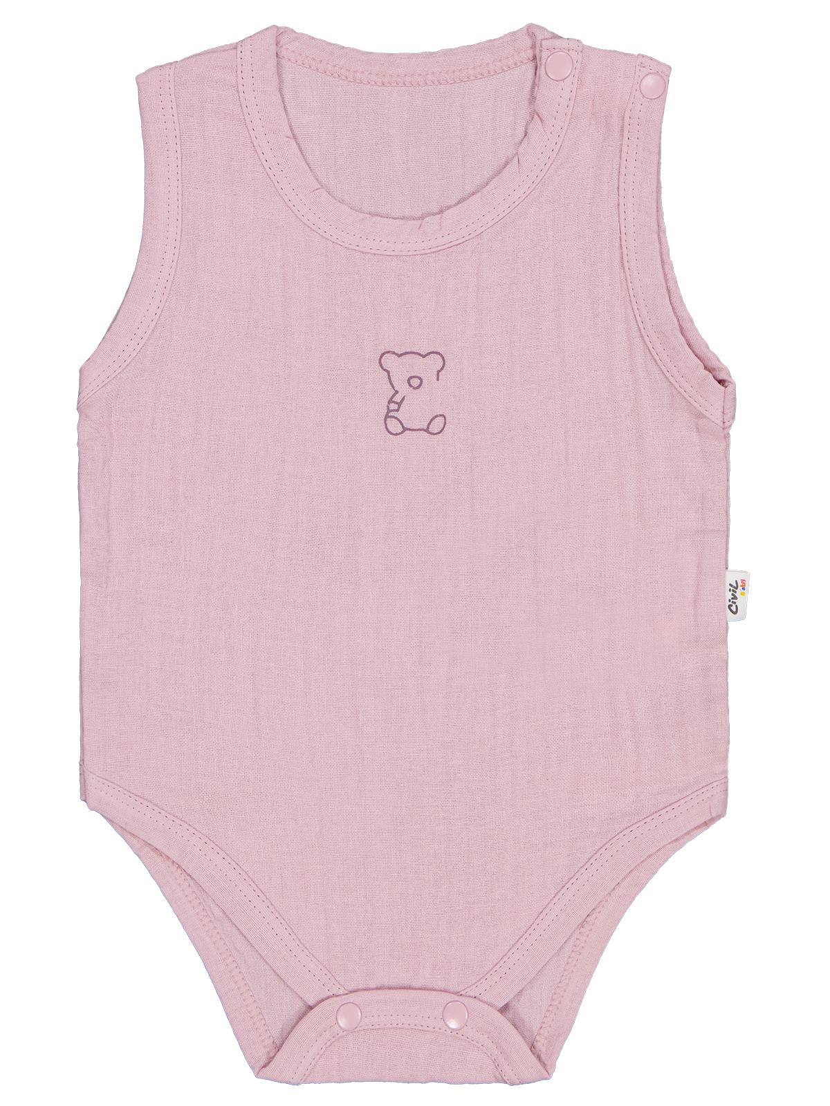 Civil Baby Ayıcık Baskılı 1-18 Ay Çıtçıtlı Badi - Pembe