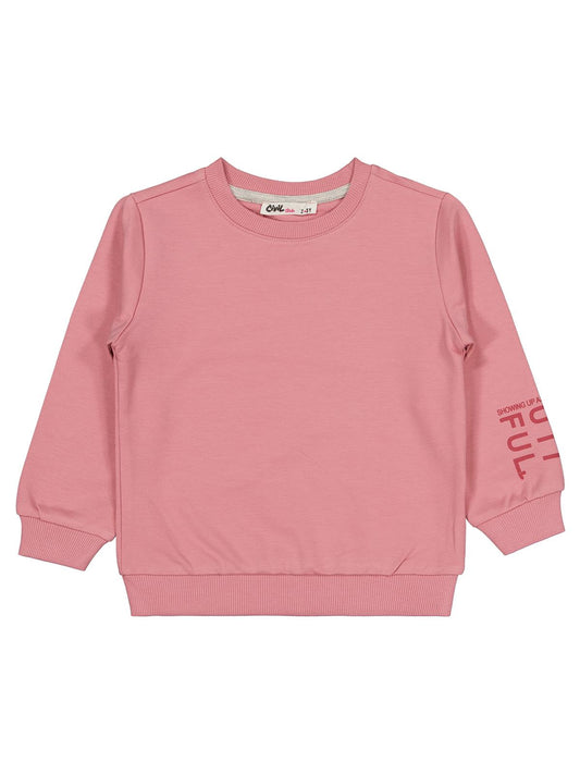Civil Kız Çocuk Basic Sweatshirt | 2 İp Uzun Kol Bisiklet Yaka | Okul Kreş ve Günlük Kullanım - Pembe