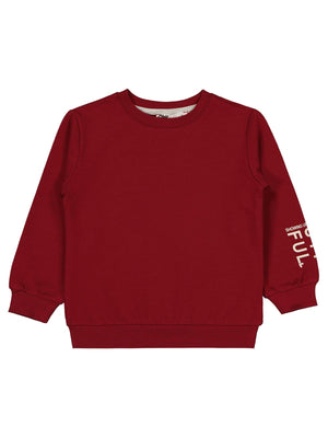 Civil Kız Çocuk Basic Sweatshirt | 2 İp Uzun Kol Bisiklet Yaka | Okul Kreş ve Günlük Kullanım - Bordo