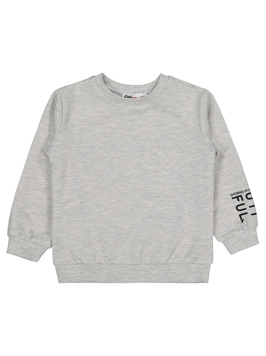 Civil Kız Çocuk Basic Sweatshirt | 2 İp Uzun Kol Bisiklet Yaka | Okul Kreş ve Günlük Kullanım - Ekru