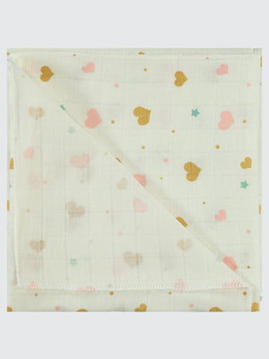 Civil Baby Renkli Kalp Empirme 75X75Cm Battaniye - Ekru