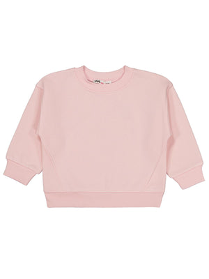 Civil Kız Çocuk Düz Sweatshirt | 3 İp Uzun Kol Bisiklet Yaka | Okul Kreş ve Günlük Kullanım - Pembe