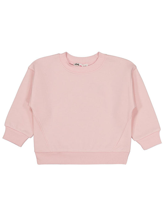 Civil Kız Çocuk Düz Sweatshirt | 3 İp Uzun Kol Bisiklet Yaka | Okul Kreş ve Günlük Kullanım - Pembe