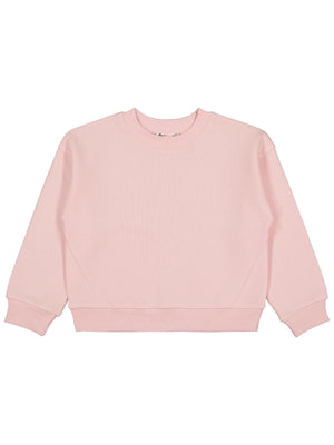 Civil Kız Çocuk Düz Sweatshirt | 3 İp Uzun Kol Bisiklet Yaka | Okul Kreş ve Günlük Kullanım - Pembe