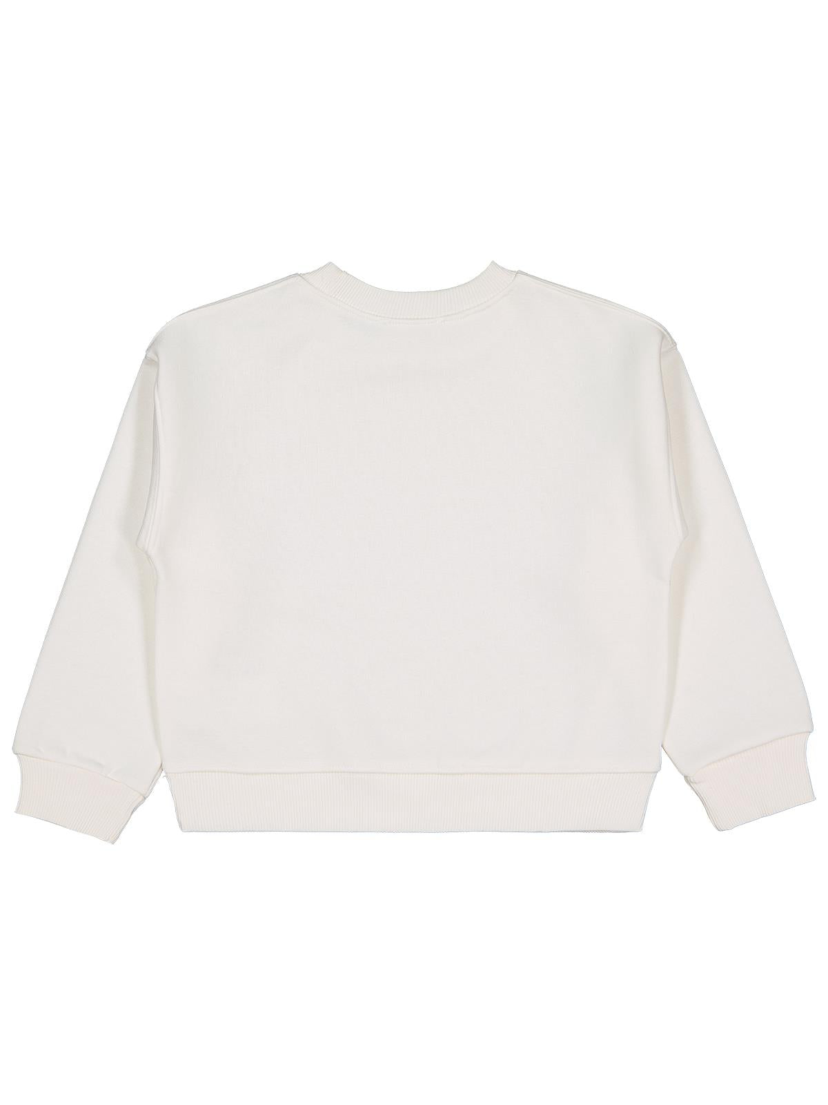 Civil Kız Çocuk Düz Sweatshirt | 3 İp Uzun Kol Bisiklet Yaka | Okul Kreş ve Günlük Kullanım - Ekru