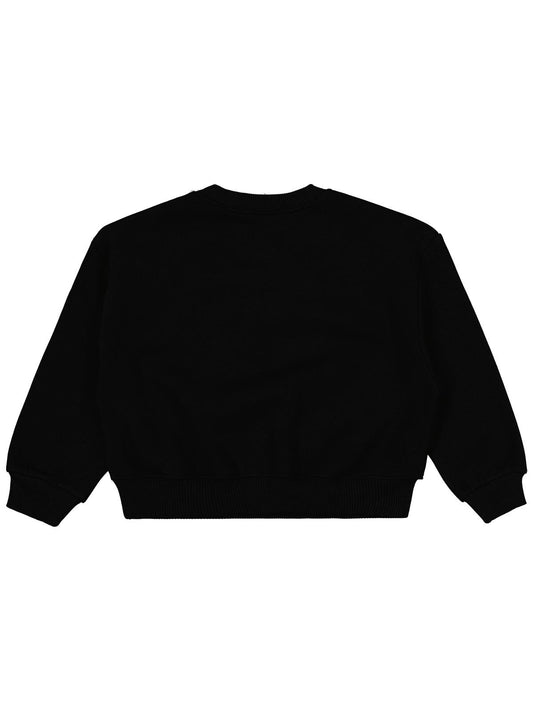 Civil Kız Çocuk Düz Sweatshirt | 3 İp Uzun Kol Bisiklet Yaka | Okul Kreş ve Günlük Kullanım - Siyah
