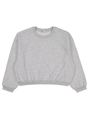 Civil Kız Çocuk Düz Sweatshirt | 3 İp Uzun Kol Bisiklet Yaka | Okul Kreş ve Günlük Kullanım - Gri