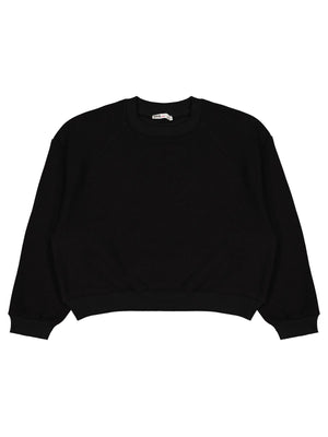 Civil Kız Çocuk Düz Sweatshirt | 3 İp Uzun Kol Bisiklet Yaka | Okul Kreş ve Günlük Kullanım - Siyah