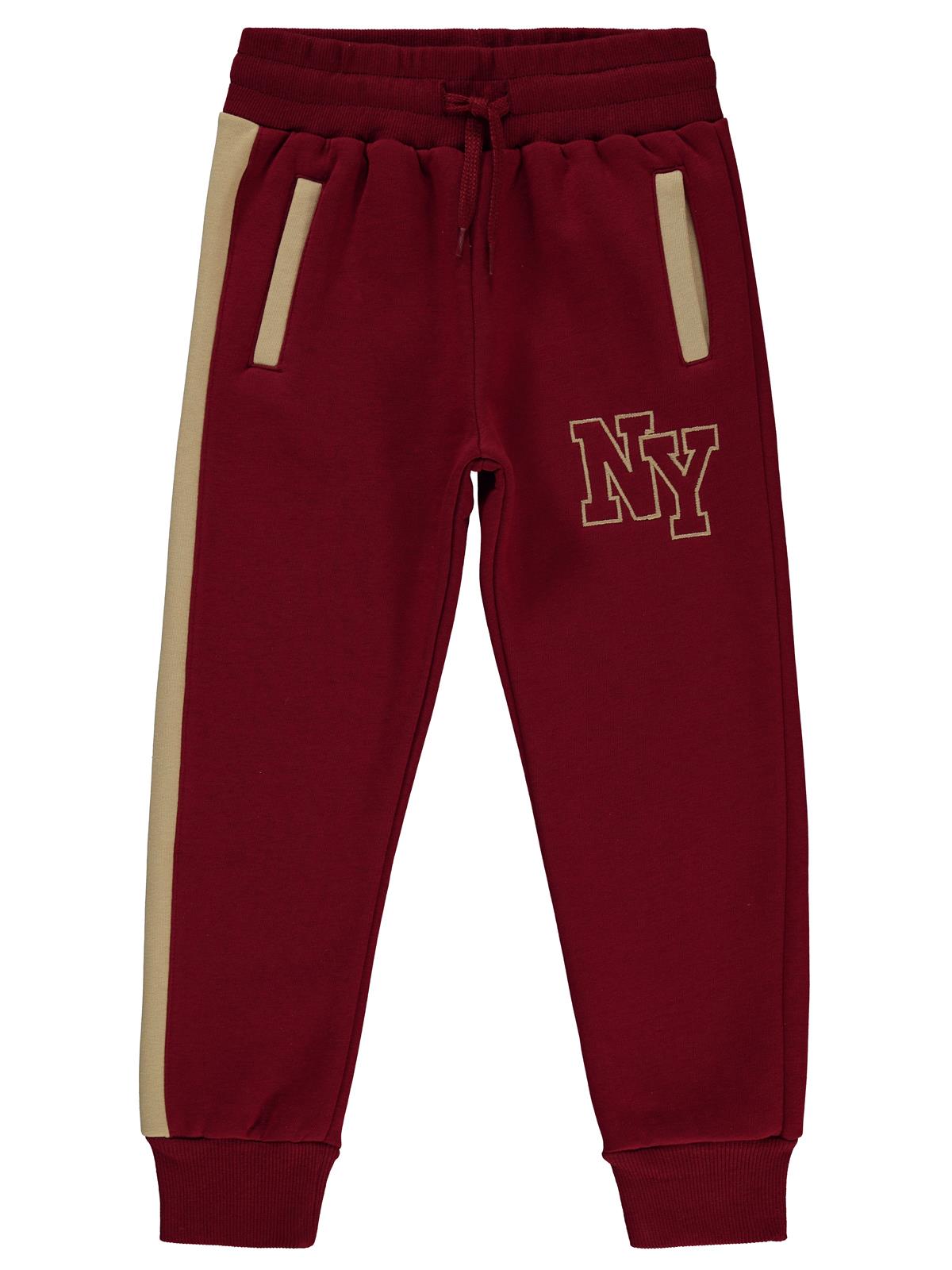 Civil Boys NY Nakışlı 6-9 Yaş Eşofman Altı - Bordo